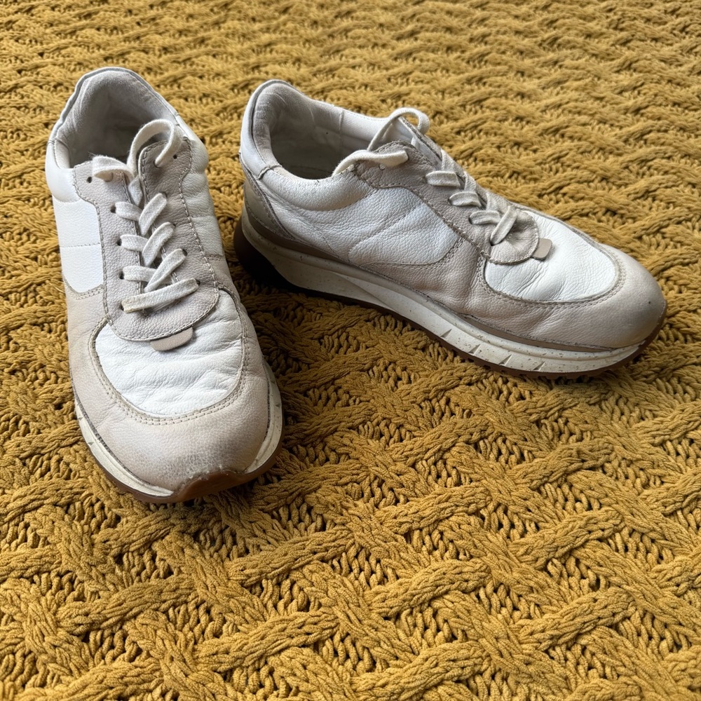 Madewell MWL Court Sneakers Leather Low Top Trainers White Beige Neutral Cream